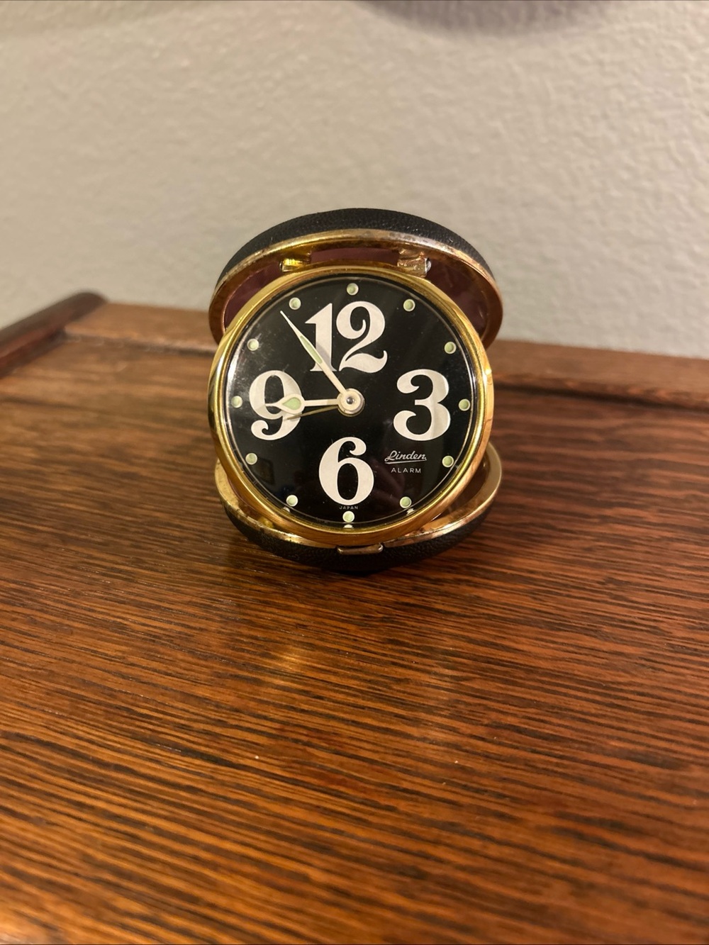 Vintage Linden Travel Alarm Clock in Compact with glow in the dark dial